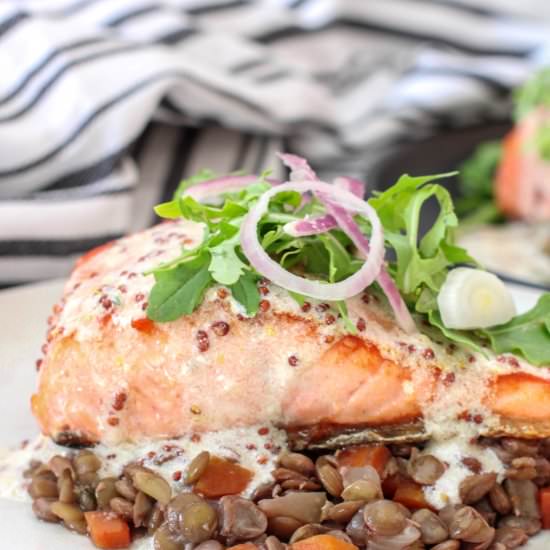 Oven Roasted Salmon with Lentils - Recipe photo by Metirementblog