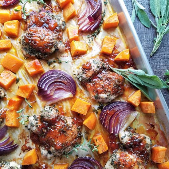 Herb & Peach Glazed Chicken - Recipe photo by Give it Some Thyme