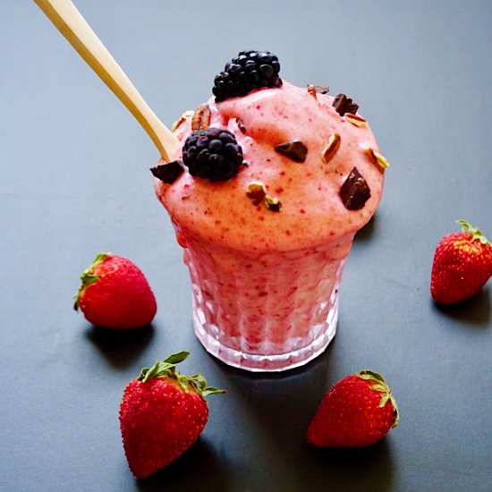 Vegan Strawberry Nice Cream Softie - Recipe photo by Animagus Eats