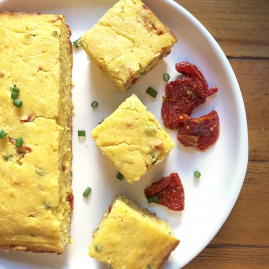 Sun-Dried Tomato Scallion Cornbread - Recipe photo by thirstyradish