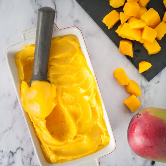 Maple mango sorbet (dairy free) - Recipe photo by photosandfood