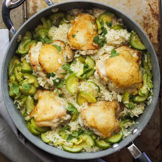 One pot chicken thighs with zucchini - Recipe photo by Berrymaple
