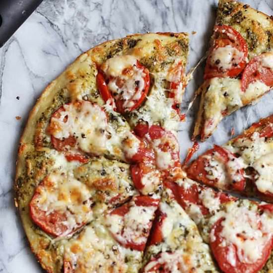 Skillet Pesto Pizza - Recipe photo by suebeehomemaker