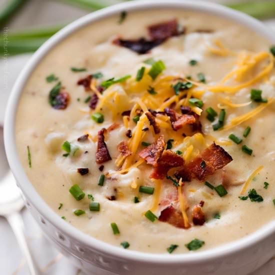 Skinny Crockpot Potato Soup - Recipe photo by The Chunky Chef