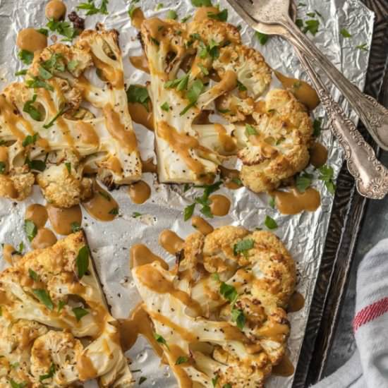 Thai Peanut Cauliflower Steaks - Recipe photo by the cookie rookie