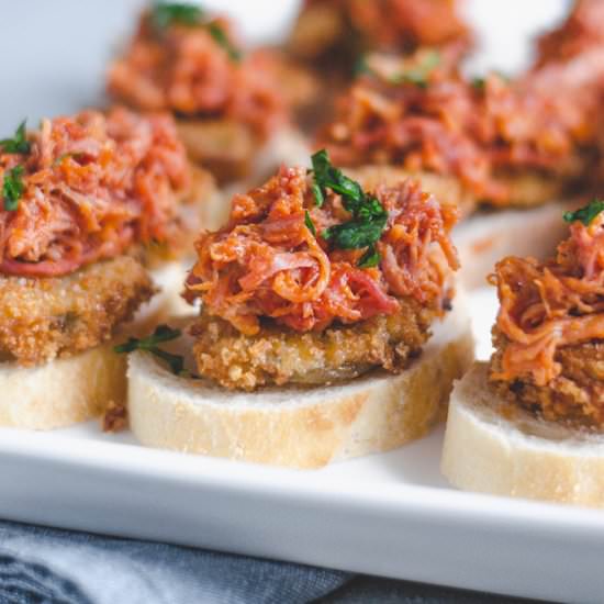 Fried Green Tomato and Bourbon BBQ - Recipe photo by mymoderncookery