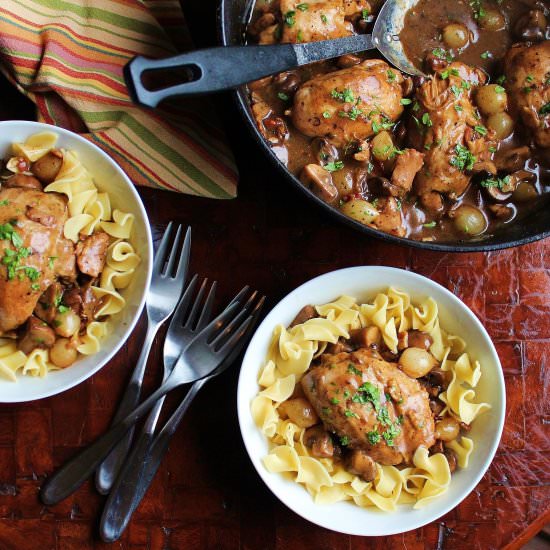 Chicken stew with mushroom & onions - Recipe photo by TwoBitTart