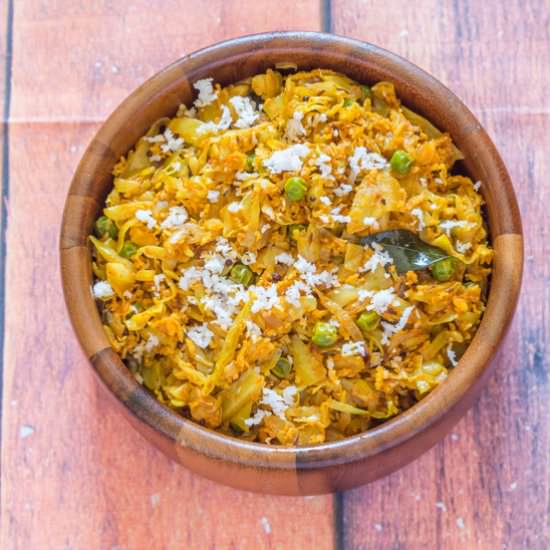 Kobi Vatana-Cabbage Sabzi - Recipe photo by KaliMirchbysmita