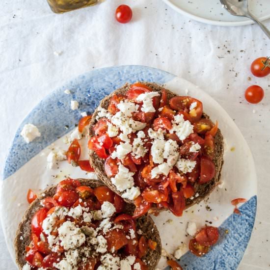 Greek Tomato loaded barley rusks - Recipe photo by PenelopeCooks