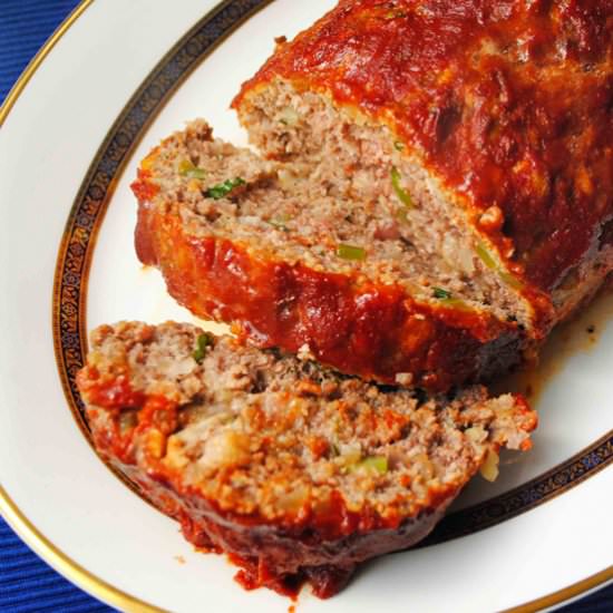Three Meat Meatloaf - Recipe photo by The Anchored Kitchen