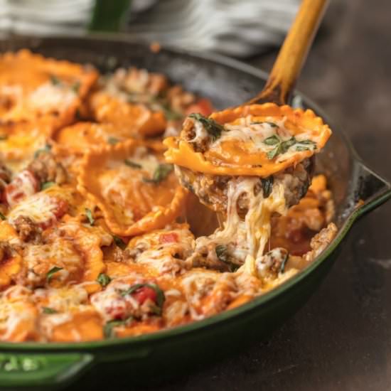 Cheesy Ravioli Skillet - Recipe photo by the cookie rookie