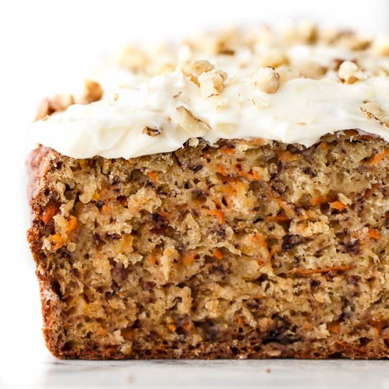 One Bowl Carrot Cake Banana Bread - Recipe photo by runningwithspoons