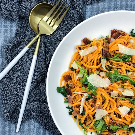 BLT Sweet Potato Noodle Pasta - Recipe photo by mom under pressure
