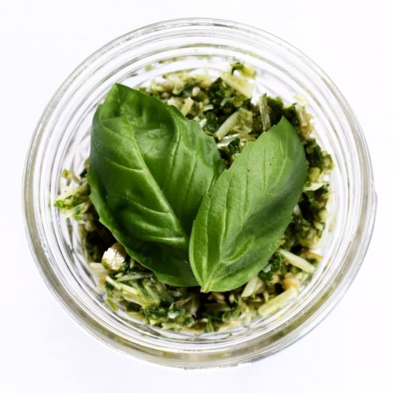 Homemade Pesto with Fresh Basil - Recipe photo by nibblesandbits