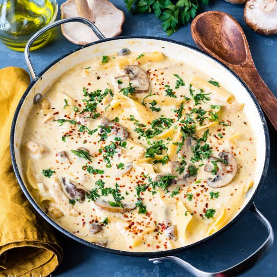 Saucy Mushroom Chicken Lasagna - Recipe photo by Blondelish.com