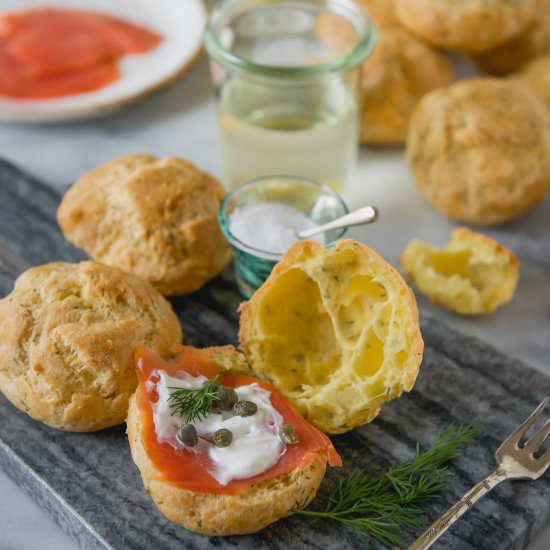 Gouda Dill Gougeres & Smoked Salmon - Recipe photo by lemonsandanchovies