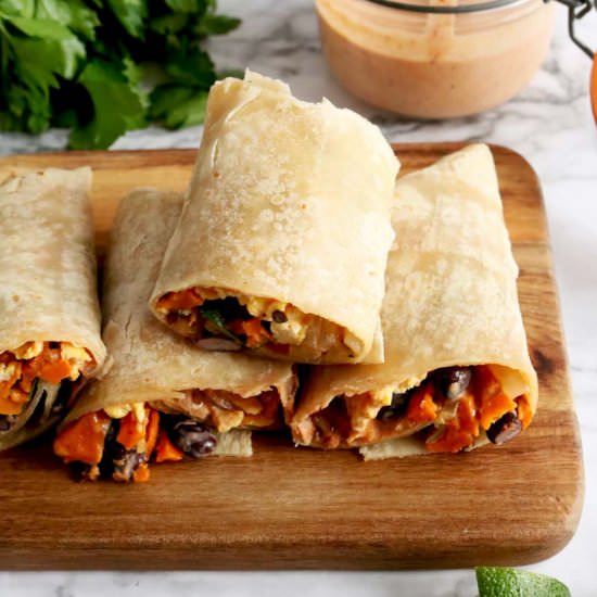 Vegetarian Breakfast Burritos - Recipe photo by Naughty Nutrition