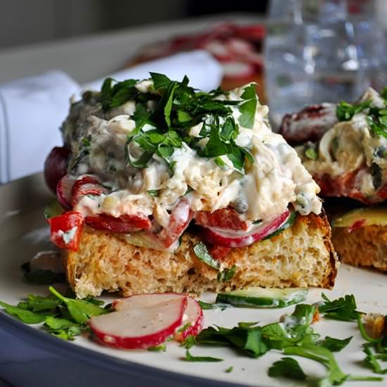 Open Face Chicken Salad Sandwiches - Recipe photo by A Little and A Lot