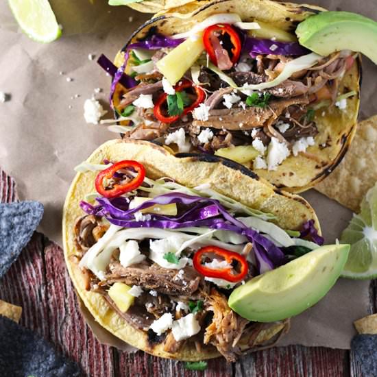 Carnitas Tacos w/ Spicy Sweet Slaw - Recipe photo by Modern Farmhouse Eats