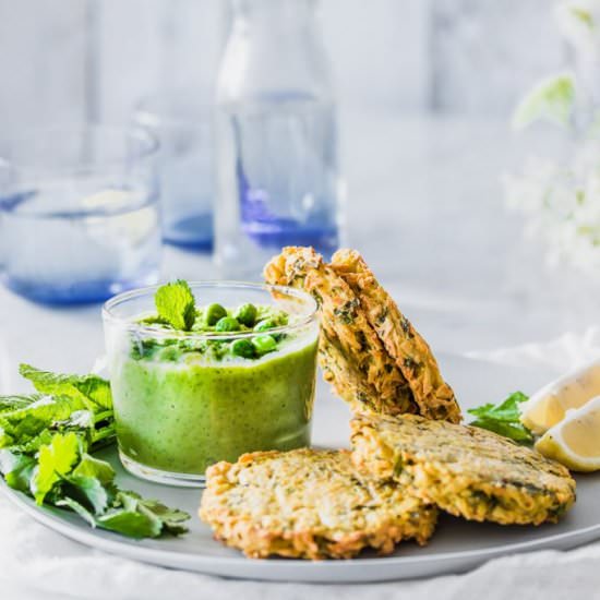 Potato Pancakes with Pea Mint Dip - Recipe photo by The Green Creator
