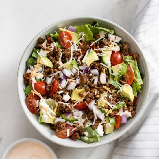 Low-Carb Taco Salad - Recipe photo by saltandlavender