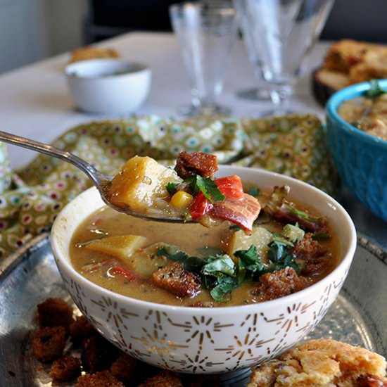 Potato Corn Chowder with Chilies - Recipe photo by A Little and A Lot