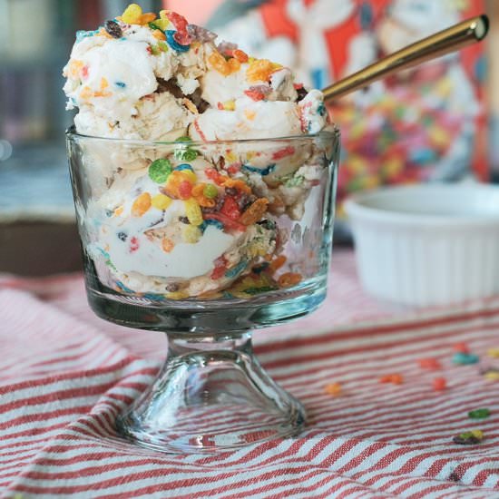 No-churn Ice Cream: Fruity Pebbles - Recipe photo by amykelinda