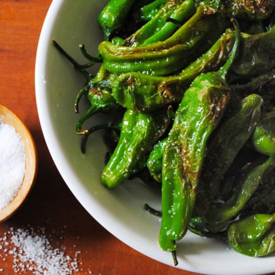 Lime & Sea Salt Shishito Peppers - Recipe photo by The Anchored Kitchen