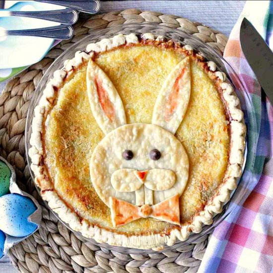 Coconut Custard Easter Bunny Pie - Recipe photo by Kudos Kitchen by Renee