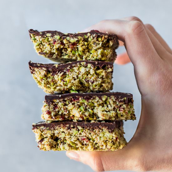 Cranberry Pistachio Oat Bars - Recipe photo by eatlovenamaste