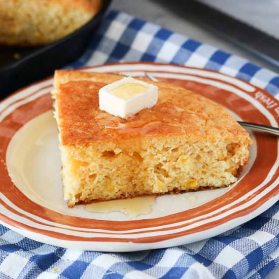 Cheesy Skillet Cornbread - Recipe photo by Girl Heart Food