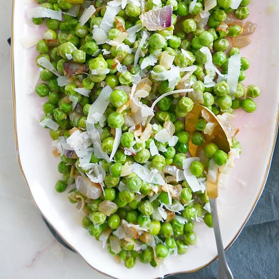 Parmesan Peas and Shallots - Recipe photo by its_a_vegworld_afterall