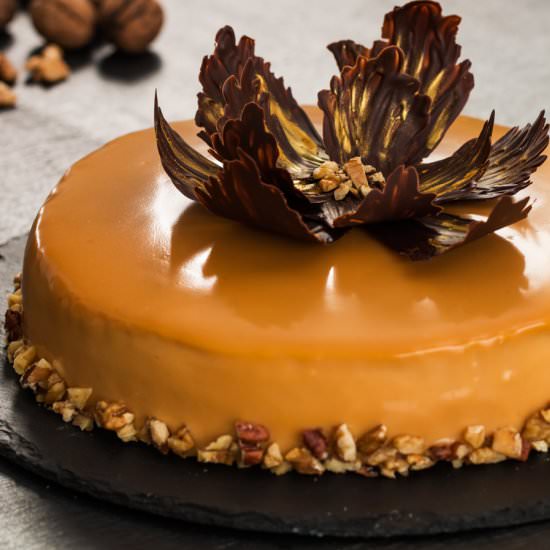 Walnut Caramel Mirror Cake - Recipe photo by Home Cooking Adventure