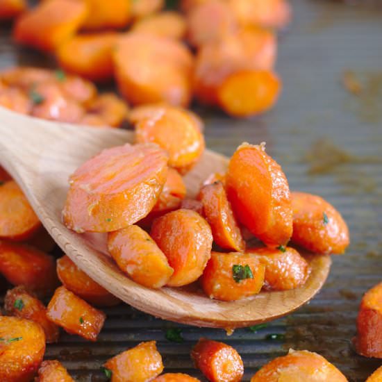 Maple Dijon Roasted Carrots - Recipe photo by mildlymeandering