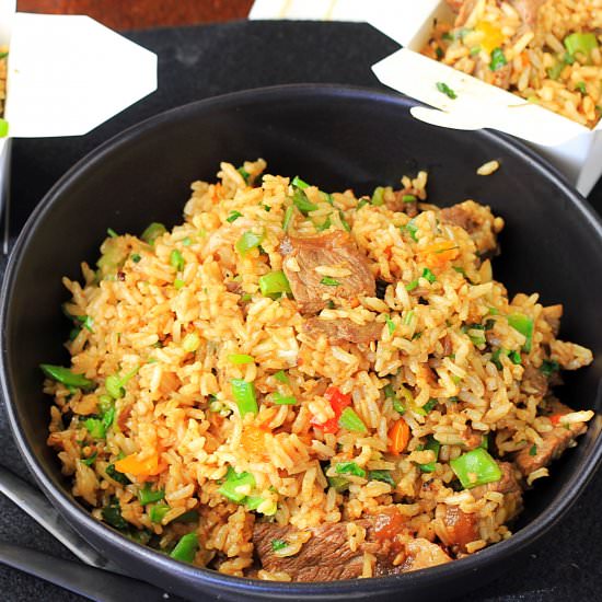 beef fried rice - Recipe photo by tastesspicy