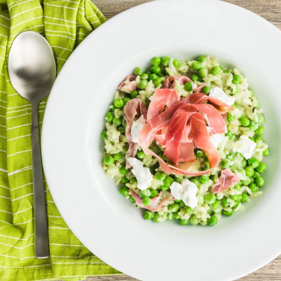 Pea and Ham Risotto & Goats Cheese - Recipe photo by Brian Jones
