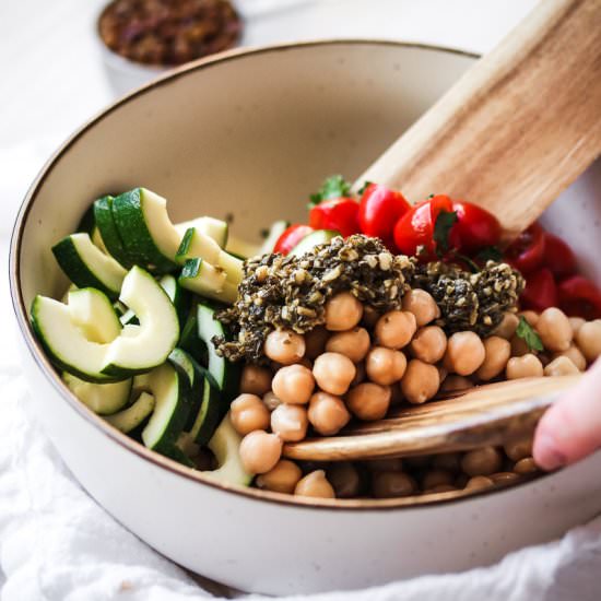 Zucchini Pesto Power Salad - Recipe photo by Inspector Gorgeous