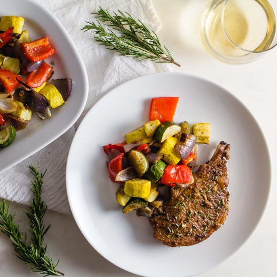 Sheet Pan Pork Chops + Veggies - Recipe photo by coffeeandcrumbs