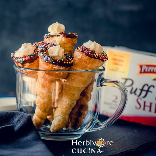 Vanilla Mousse Cream Rolls or Horns - Recipe photo by Herbivore Cucina