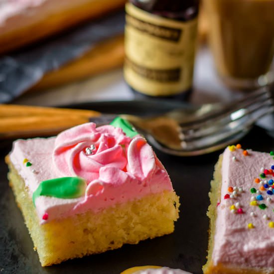 Eggless Frosted Vanilla Sheet Cake - Recipe photo by Herbivore Cucina