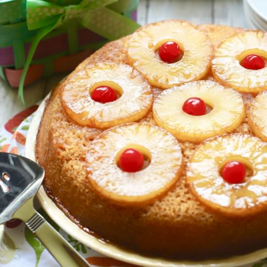 Easy Pineapple Upside-Down Cake - Recipe photo by Grits and Pinecones