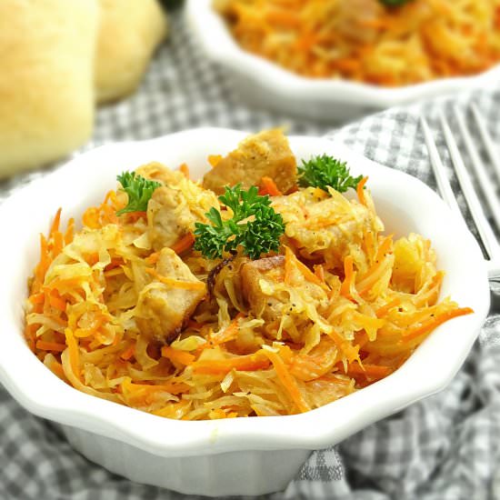 Oven Roasted Cabbage w/ pork - Recipe photo by olgainthekitchen