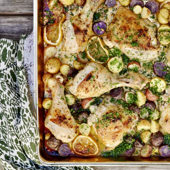 Sheet Pan Lemon-Garlic Chicken - Recipe photo by simmerandsauce