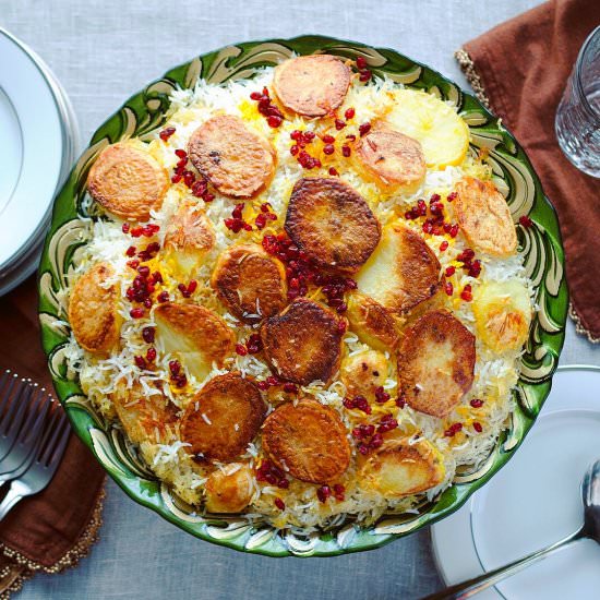 Persian Rice with Potato Tahdig - Recipe photo by In Search Of Yummy-ness