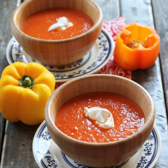 Roasted Red Pepper Soup - Recipe photo by forkingup