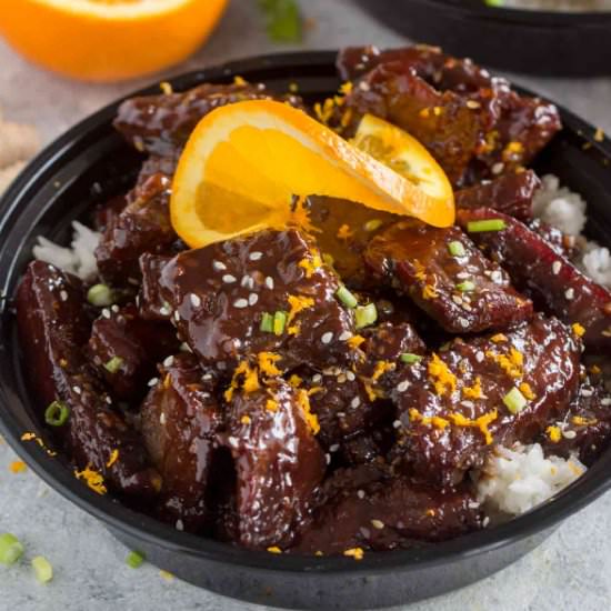 Sticky Orange Beef - Recipe photo by peasandpeonies