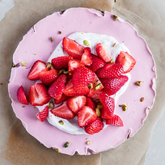Strawberry Pistachio Cheesecake - Recipe photo by eatlovenamaste