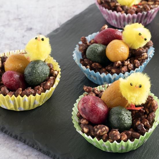 Healthy chocolate rice krispy nests - Recipe photo by Mandy Sneaky Veg