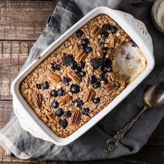 Cinnamon Berry Pecan Baked Oatmeal - Recipe photo by forageddish