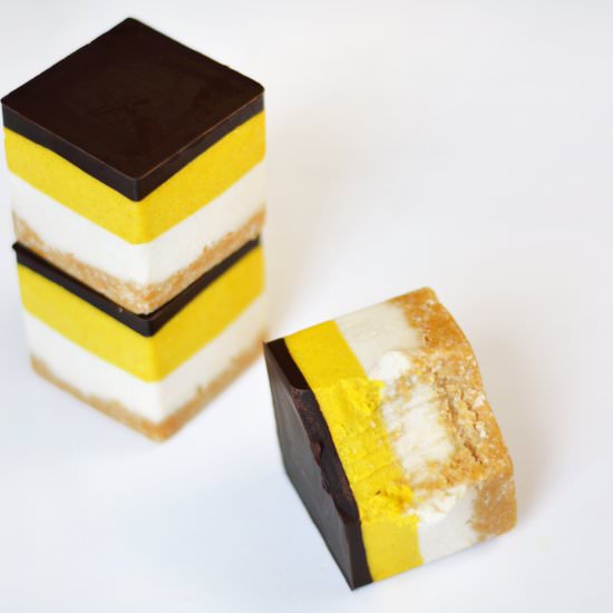 Raw Vegan Creme Egg Slices - Recipe photo by greensofthestoneage